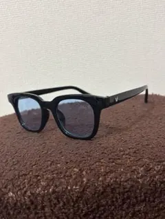 ブラック スクエア型 サングラス ヴィンテージ 古着 ブルーレンズ