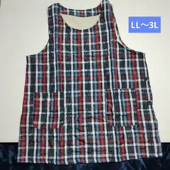 ネイビー チェック柄 エプロン LL~3Lのサムネイル