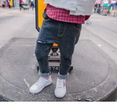 130〜150 キッズ ジュニア デニム ダメージパンツ 002