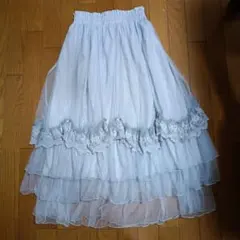 アクシーズファム ローズ付き チュール フレアスカート パープル　レース　美品のサムネイル