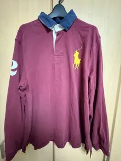 90sポロラルフローレンエルボーパッチ風長袖ラガーシャツ L最終値下げ