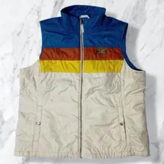L.L.Bean 中綿ベスト ブロックカラー 切替 レトロ 青 黄 1X 古着