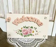 薔薇のwelcomeボード トールペイント