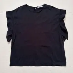 OPAQUE.CLIP オペーク ブラックフリル袖Tシャツ 半袖 38 黒 M