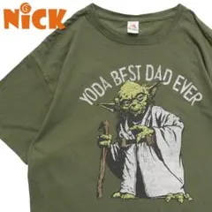 STAR WARS ヨーダ オリーブグリーン キャラクタープリント 半袖Tシャツ