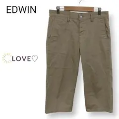 EDWIN クロップドパンツ 綿100％ ポケット付 合成皮革 おしゃれ k1