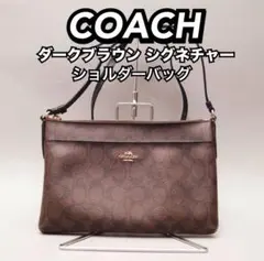 COACH コーチ ダークブラウン シグネチャー ショルダーバッグ F58316