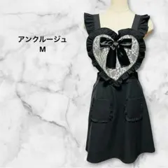 アンクルージュ ハート ジャンスカ 黒 レース リボン ビジュー M 量産　地雷