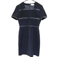 エムズグレイシー　M's Gracy 濃紺　ワンピース　リボン　ひざ丈　半袖