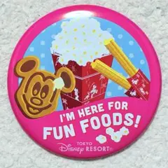 【美品】TDR限定 ディズニー パークフード 缶バッジ 大きめ ワッフル