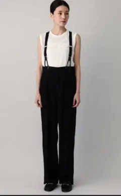 最終価格‼︎ 美品　＜conte＞サテン サスペンダー ワイドパンツ　36 最終価格‼︎ 美品 ＜conte＞サテン サスペンダー ワイドパンツ 36