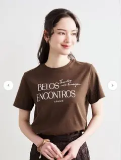 LOUNIE 日本製 ロゴプリントTシャツ ブラウン F