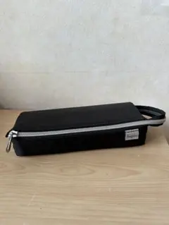 黒いナイロン筆箱 メッシュポケット付き