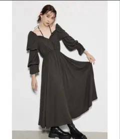 ダークブラウン オフショルダー ワンピース Sサイズ