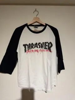 美品 THRASHER七分袖カットソー ホワイト/ブラックのサムネイル