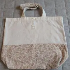 コノコ　花柄切り替え キャンバス レッスンバッグ　トートバッグのサムネイル