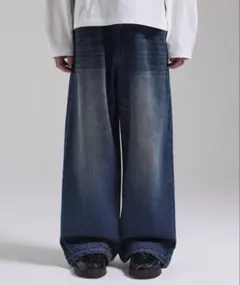 【Parts Lab.】ベーシックワイドイージーデニムパンツ ブルー