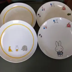 未使用新品 ミッフィー 動物 イラスト 食器 4枚セット
