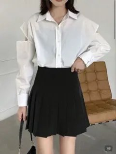 黒 プリーツスカート SHEIN