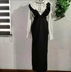 【axes femme】フリルニット ＆ フリル付きロングジャンパースカート