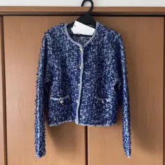 新品ZARAツイード　ノーカラージャケット　カーディガン