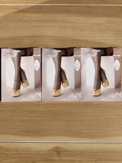 新品未使用　ATSUGI ブラック　花柄刺繍 ストッキング M~L 3点セット