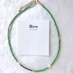 №1991淡水パールグリーンビーズネックレス