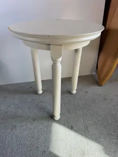 白塗装 木製 ラウンドサイドテーブル 3本脚 クラシック 花台 高さ調整可