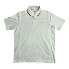 【美品】ナイキ ゴルフ ポロシャツ 白 L 総柄 半袖 ロゴ　スポーツウェア　夏