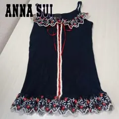 ANNA SUI アナスイ カットソー S 刺繍レース リボン ブラックのサムネイル