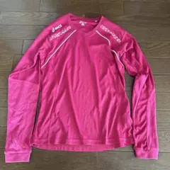asics ピンク Vネック長袖ウェア M バレーボール