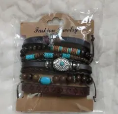 ターコイズ ブレスレット レザー アメカジ インディアンジュエリー風 ウエスタン