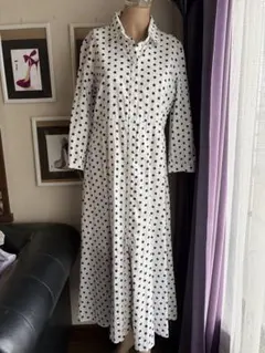 ZARA ドット柄 リネンシャツワンピース