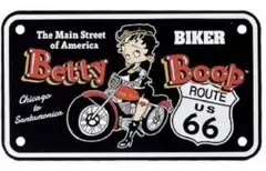 デザイン看板】ベティーちゃん☆バイク黒ポスター絵グッズ車庫