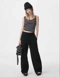 GU ジーユー　スウェットバレルレッグパンツ XXL ブラック