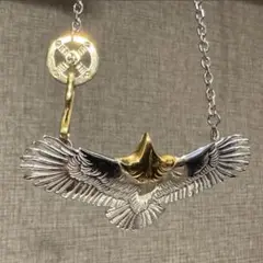 【美品】頭金色大イーグル・金色ホイール＆フック・細角チェーン【即着用可能】