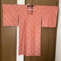 和装　オレンジ系 幾何学模様 羽織　雨コート？