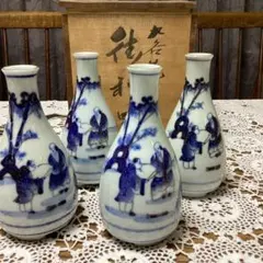 k22 九谷焼　徳利4入り　　陶器酒器セット　年代物