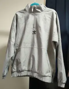 【adidas】 グレー ハーフジップジャケット サイズL
