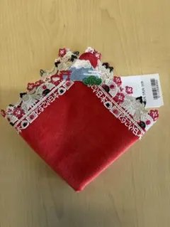 【新品・未使用】近沢レース　和レース　タオルハンカチ　どすこい日本（レッド）