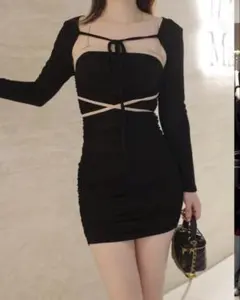 Ciel elmyu バイカラータイト ミニワンピース