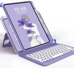 パープル キーボード付きiPadケース