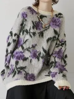 jouetie ジュエティ ジャカードパターンニット アイボリー　花柄　レトロ