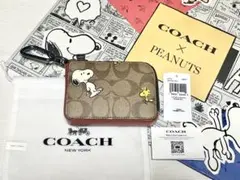 新品未使用 正規品 COACH コーチ Lジップ カードケース スヌーピー 財布