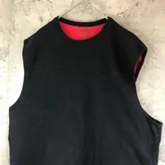 A4281古着　タンクトップ　黒　無地　ノースリーブ　カットオフ　90s Y2K