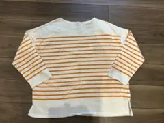 オレンジと白のストライプ 長袖Tシャツ L