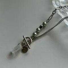 *ラスト１点* 天然水晶シルバーステンレスボールチェーンネックレス　マルテン