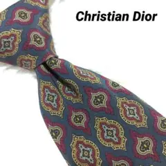 【訳あり】高級 クリスチャン ディオール ネクタイ 総柄 シルク ITALY製