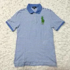 ポロバイラルフローレン ポロシャツ ビッグポニー白 青 ボーダー XS