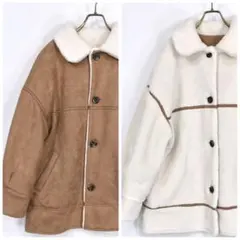 美品　Heather リバーシブルボアムートンコート